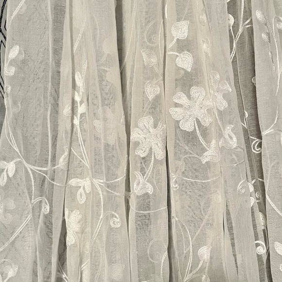 Sheer Embroidered Floral Panel Pair in Cream, 36” x 82” - Picture 1 of 3